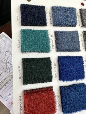 Samples of marine carpet