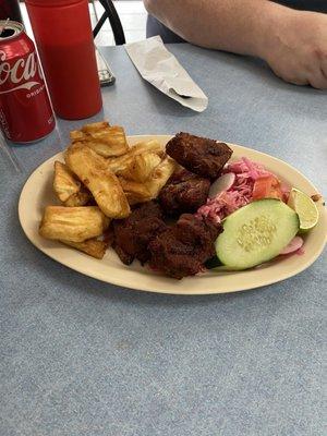 Yuca and fried pork