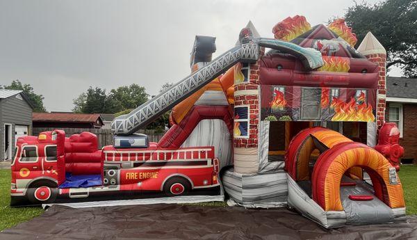 3in1 combo firehouse bounce house/waterslide rental in Jefferson, LA.