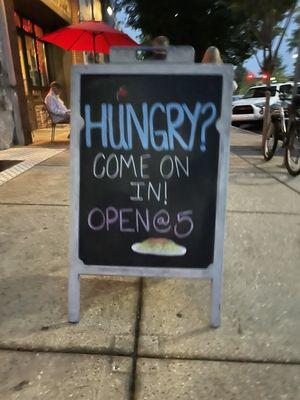 Sandwich board outside of Sugo