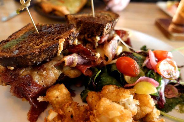 Pastrami Melt - don't think they serve it like this anymore with the side of tots and arugula salad. Also used to cost $18, now $21. Ouch.