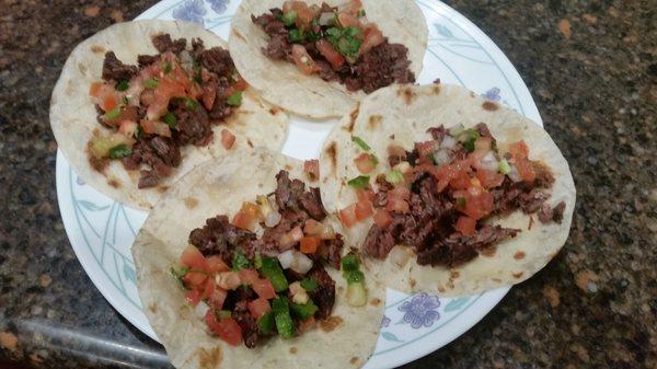 Carne asada tacos made with all the ingredients I purchased from here.  Great carne asada, great tortillas, really good pico!  Fantastic!