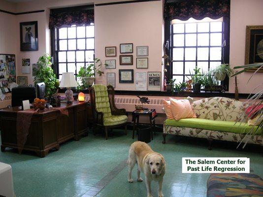 Salem Center for Past Life Regression, with Ella, my service dog.