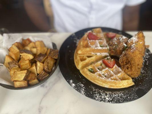 Chicken & Waffles and Breakfast Potatoes