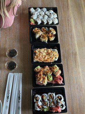 Shrimp Tempura Cooked Roll Volcano Raw Roll Tuna Avocado Raw Roll Shrimp Avocado Cooked Roll