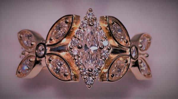 What to do with Marquise diamonds? So we made an amazing butterfly ring! Was challenging but fun!