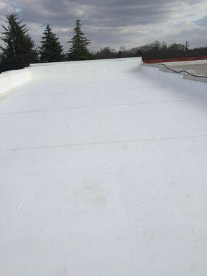 This is a TPO membrane flat roof installed in March 2017 in Downtown Bremen Georgia.