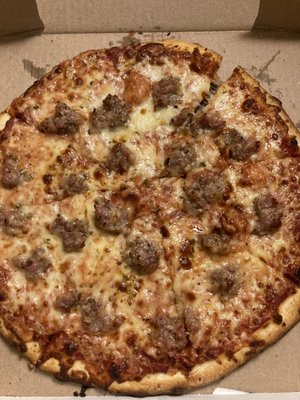 Small Thin Crust (12") with sausage. YUM!