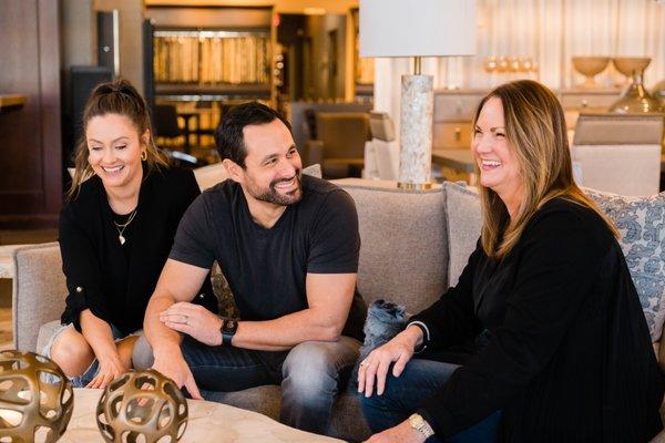 Jason and Molly Mesnick from "The Bachelor" Season 13 with Seldens interior designer Brooke Schuldt.