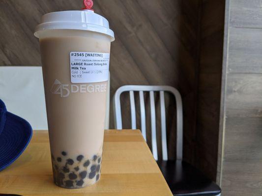 Large roast oolong boba milk tea