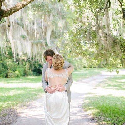 Our gorgeous White Swan Bridal bride wearing a breathtaking 1920s inspired Casablanca Bridal gown!