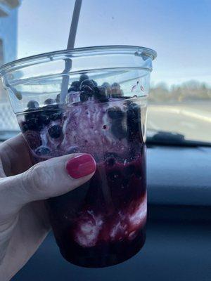 Sundae with blueberries and raspberries!