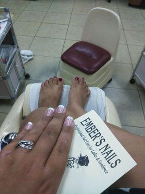 I always get Mani/Pedis with a gel manicure. Ember did an amazing job making my French tip gel manicure this time!