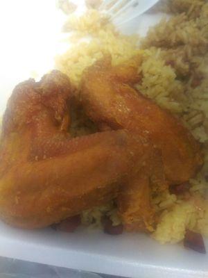 Chicken wings and fried rice