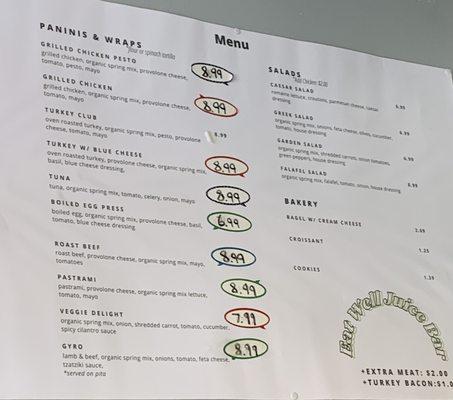 Food menu