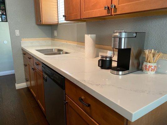 New countertop and sink before faucet and backsplash install.