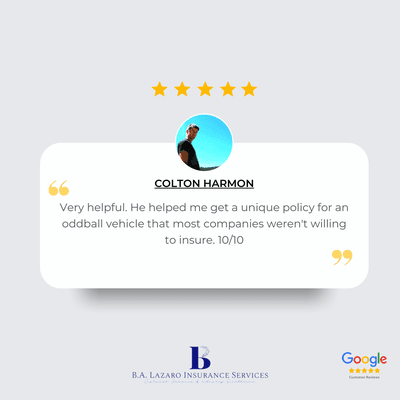 More satisfied clients! Discover why they choose BA Lazaro Insurance for their insurance needs. Your peace of mind is our mission!