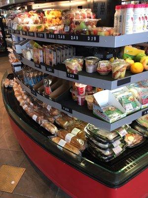 Grab and go sandwiches, wraps, salads, fruit, and fresher snacks.