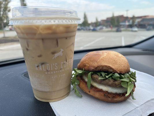 Cold brew coffee/Italian breakfast sandwich Now on a brioche bun instead of an English muffin. It doesn't work as well.