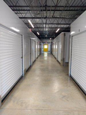 Wide hallways in our one level climate-controlled buildings.