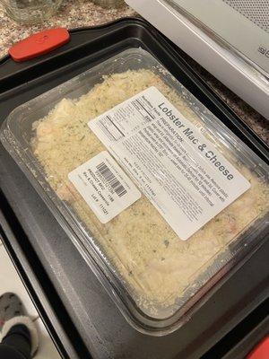 Frozen portion of lobster mac & cheese delivered to CA via Goldbelly