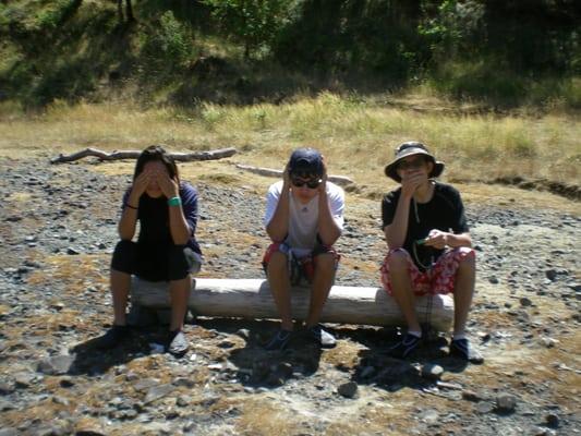 Three monkeys on the Rogue River.