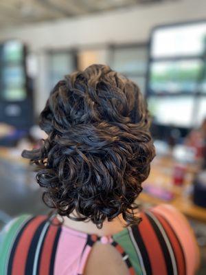 Natural curly updo by @kristiehoffmanhair