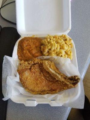 Turkey chop with mac n cheese and yams $15