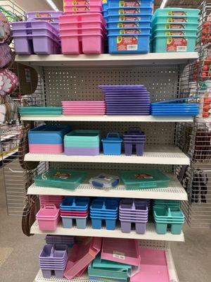 They have a lot of useful plastic items and storage products right now in these fun bright colors!