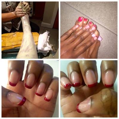 Blueberry pedi- red tip French mani gel. Jan 2016