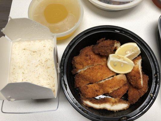 Lemon chicken, aka chicken katsu with lemon sauce.