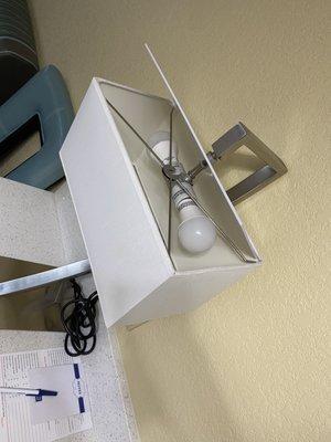 Broken lamp for the "desk area"