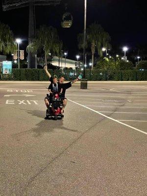 That's to type of scooter. Best ride at Disney!!! Had to goof around just a little!! Lol