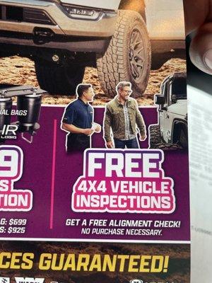 Summer roll-out free 4x4 inspection...