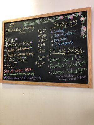 Menu as of 6/18/19