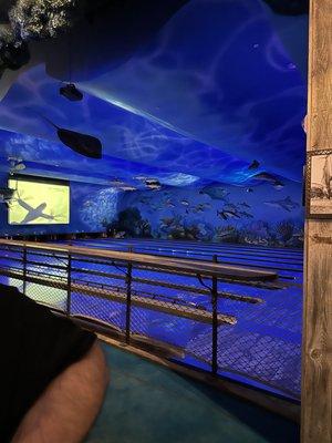 The bowling lanes with underwater theme