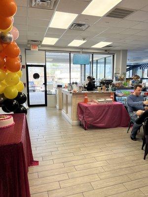 Coffee bar, seating area