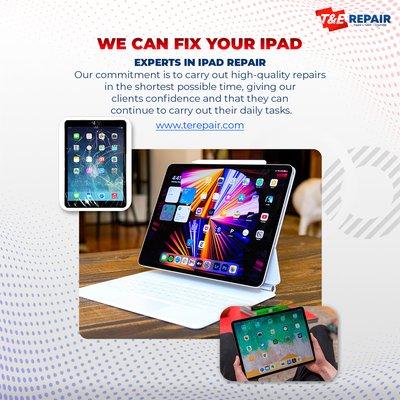 yes We Can Fix Your iPad Experts in IPAD REPAIR Our commitment is to carry out high-quality repairs in the shortest possible time