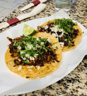 Al Pastor Taco and Steak Taco