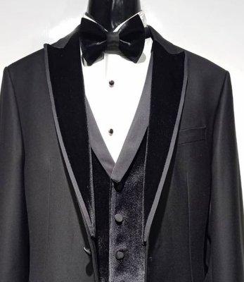 Velvet accents black tuxedo