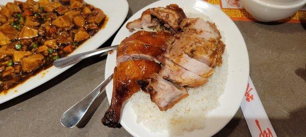 Roasted duck and roasted pork plate.