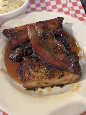 Pig Candy - app - house smoked pork belly w hot & honey glaze $7 delicious