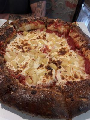 Deep dish pineapple pizza