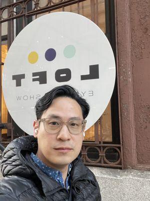 Dr Chou in Gucci optical  with Zeiss Photofusion lenses at the LOFT eyewear show in NYC