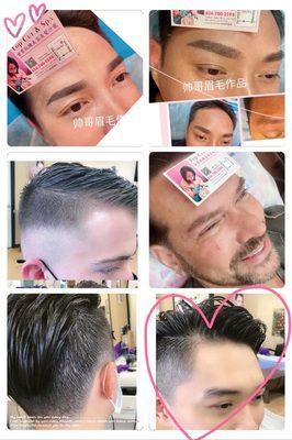 Men haircut also permanent eyebrow