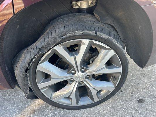 Blown out tire