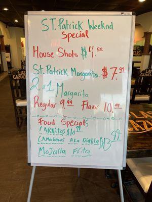 Last weekend's specials.