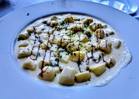 Gnocchi Dolce: House made potato gnocchi, balsamic reduction gorgonzola dolce sauce. $24