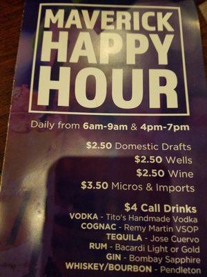 Happy hour drink prices