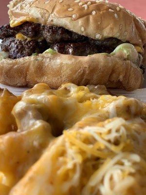 Chili cheese fries and double cheeseburger